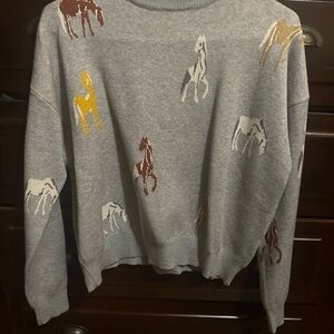 THML Gray Sweater with Horse Motif